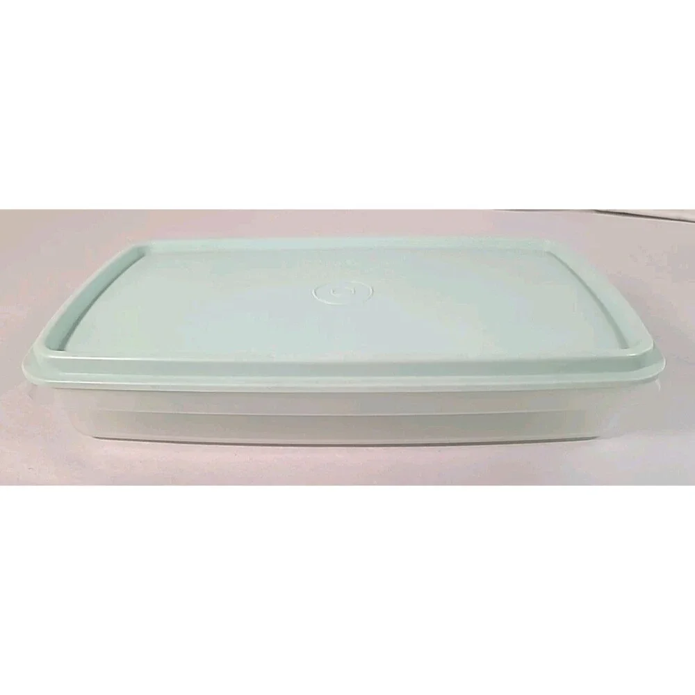 Vintage Tupperware Meat/ Cheese Rectangular 816-19 Mint Green Container W/Lid